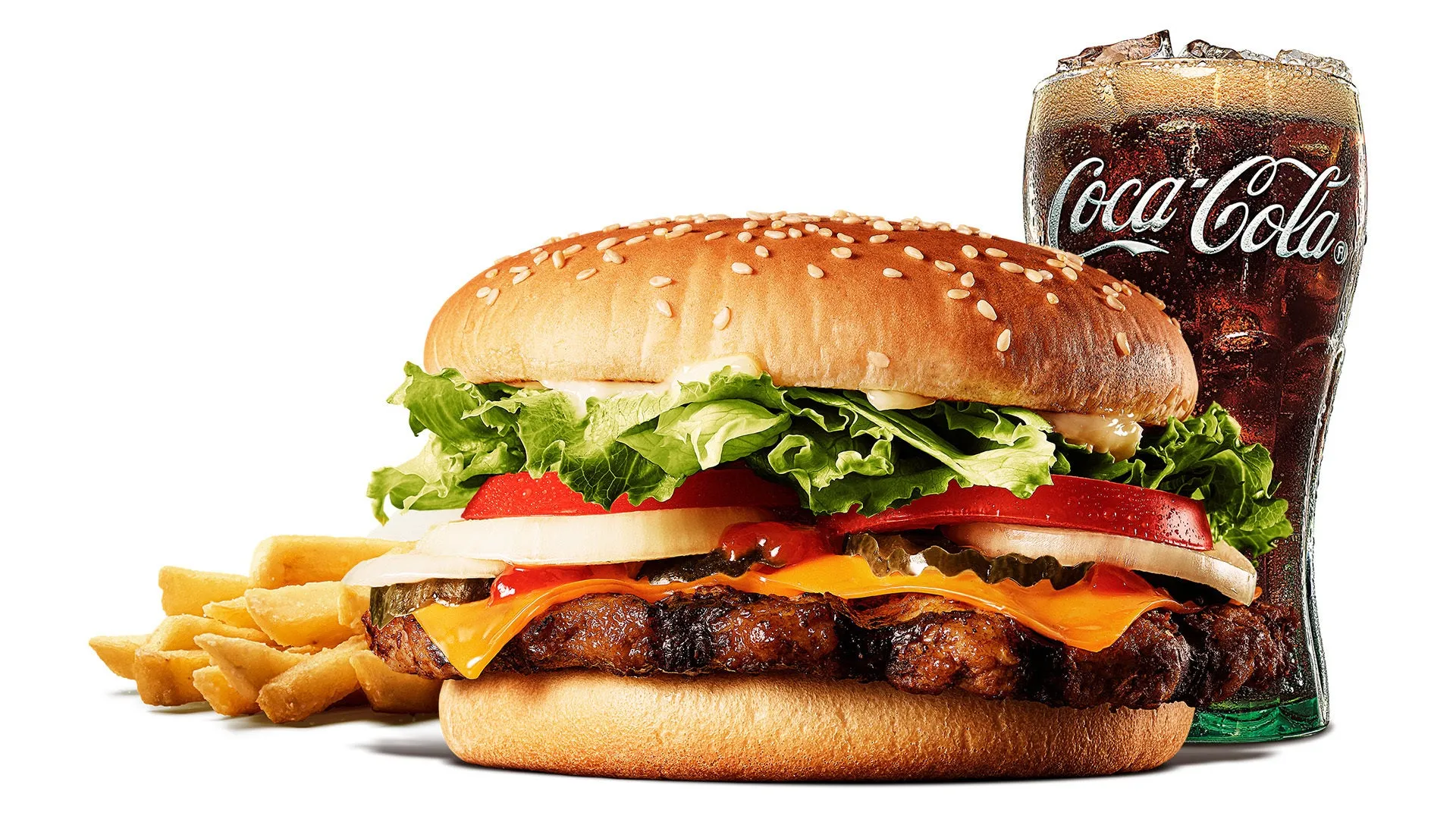 ワッパー®バーガー、フライドポテト、コーラの飲み物のセット
