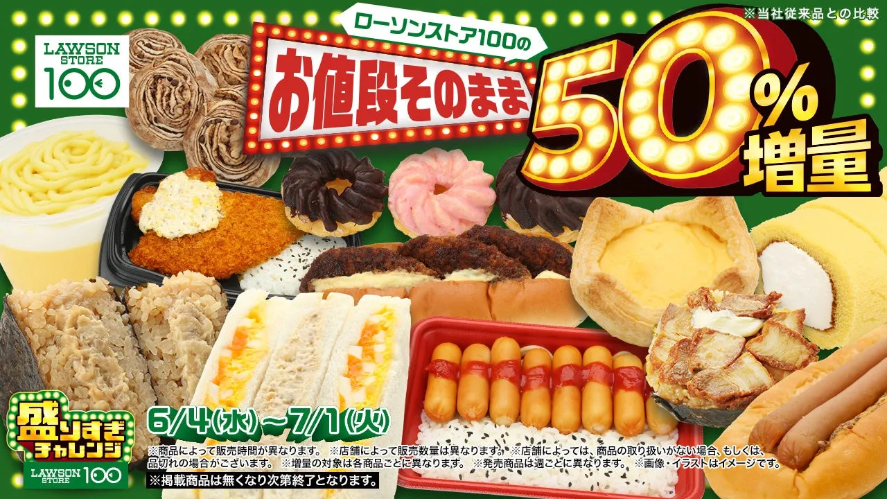 ローソンストア100の盛りすぎチャレンジのイメージ画像