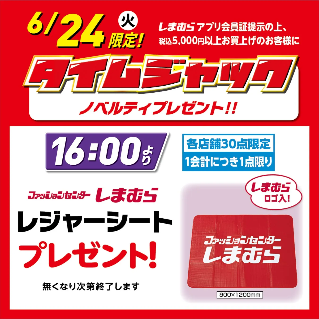 しまむら超サプライズセール ノベルティのレジャーシートイメージ