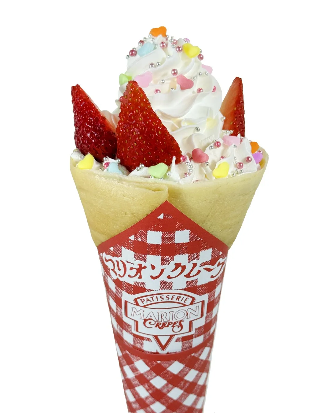 イチゴとクリームがトッピングされたクレープ