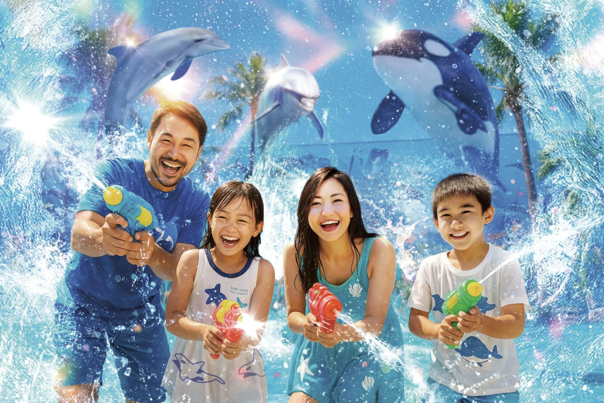 水かけバトルで大はしゃぎ！