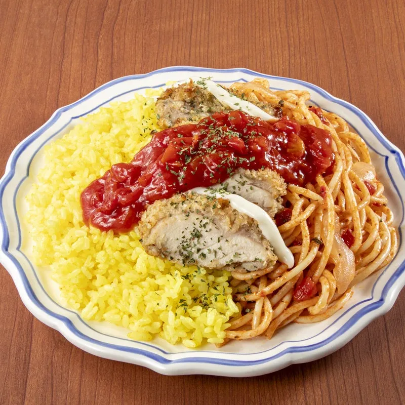 チキンカツレツ＆パスタアラビアータ