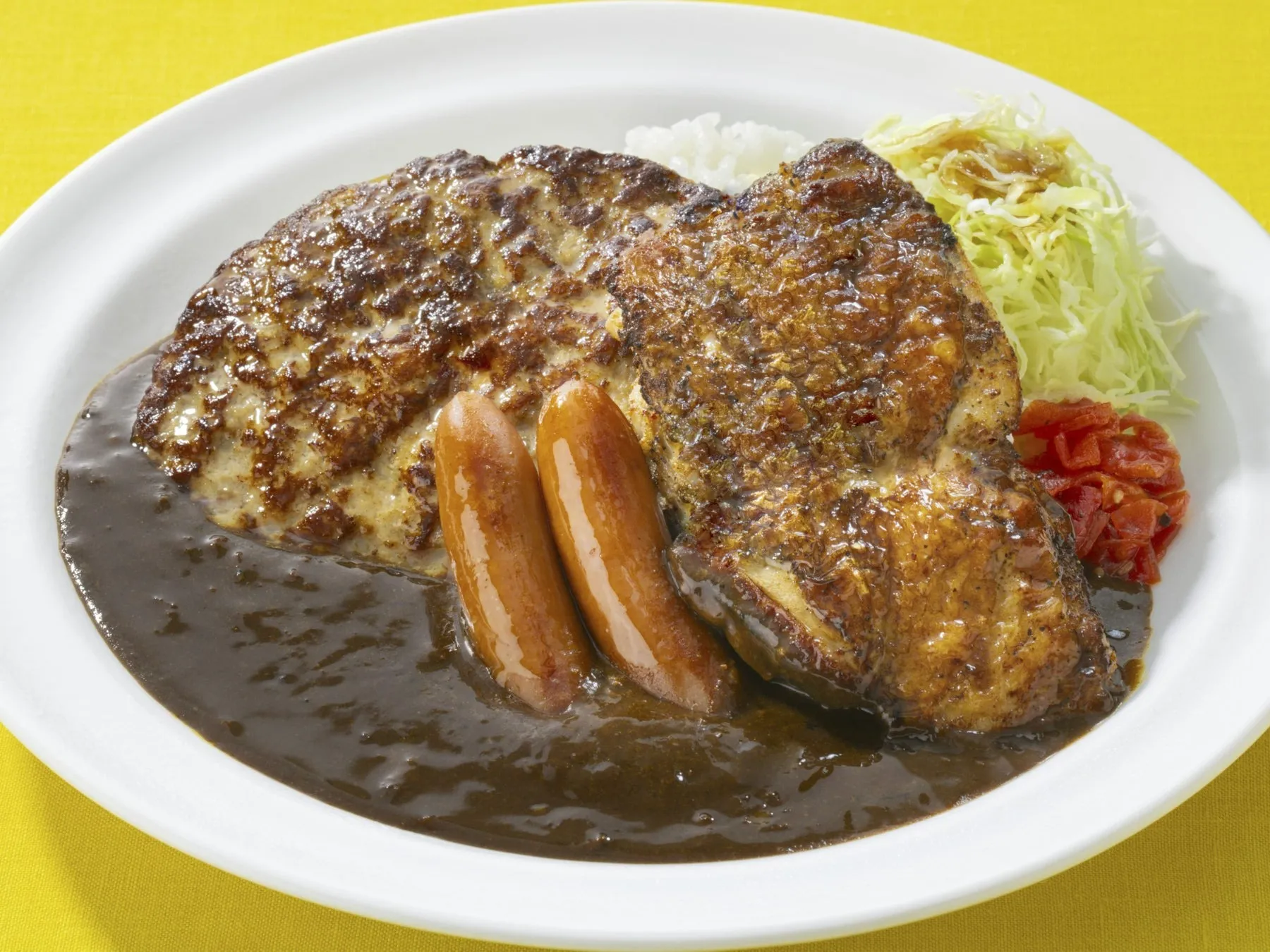 ハンバーグ&チキン&ソーセージのブラックカレー