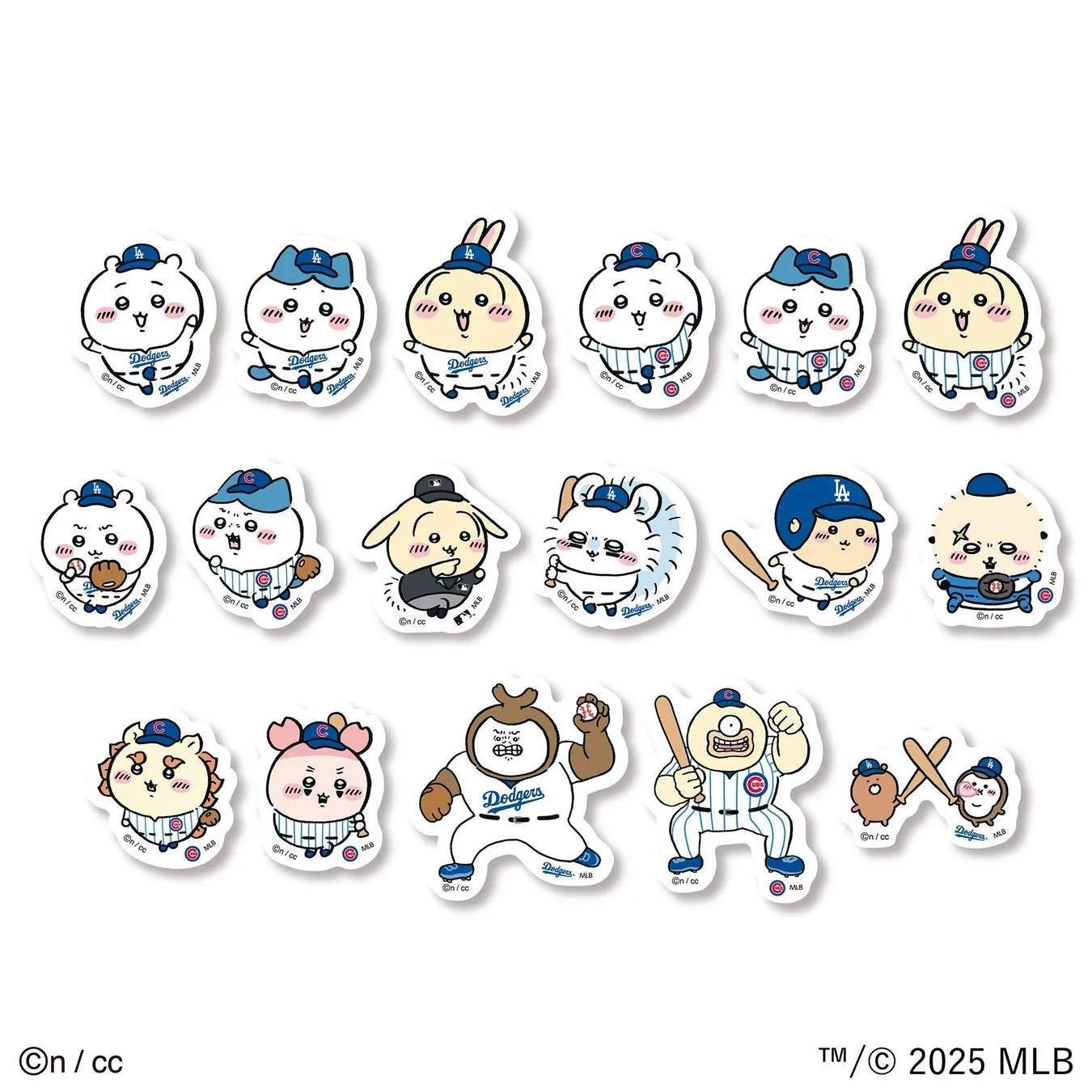 ちいかわとMLBのコラボキャラクターシール