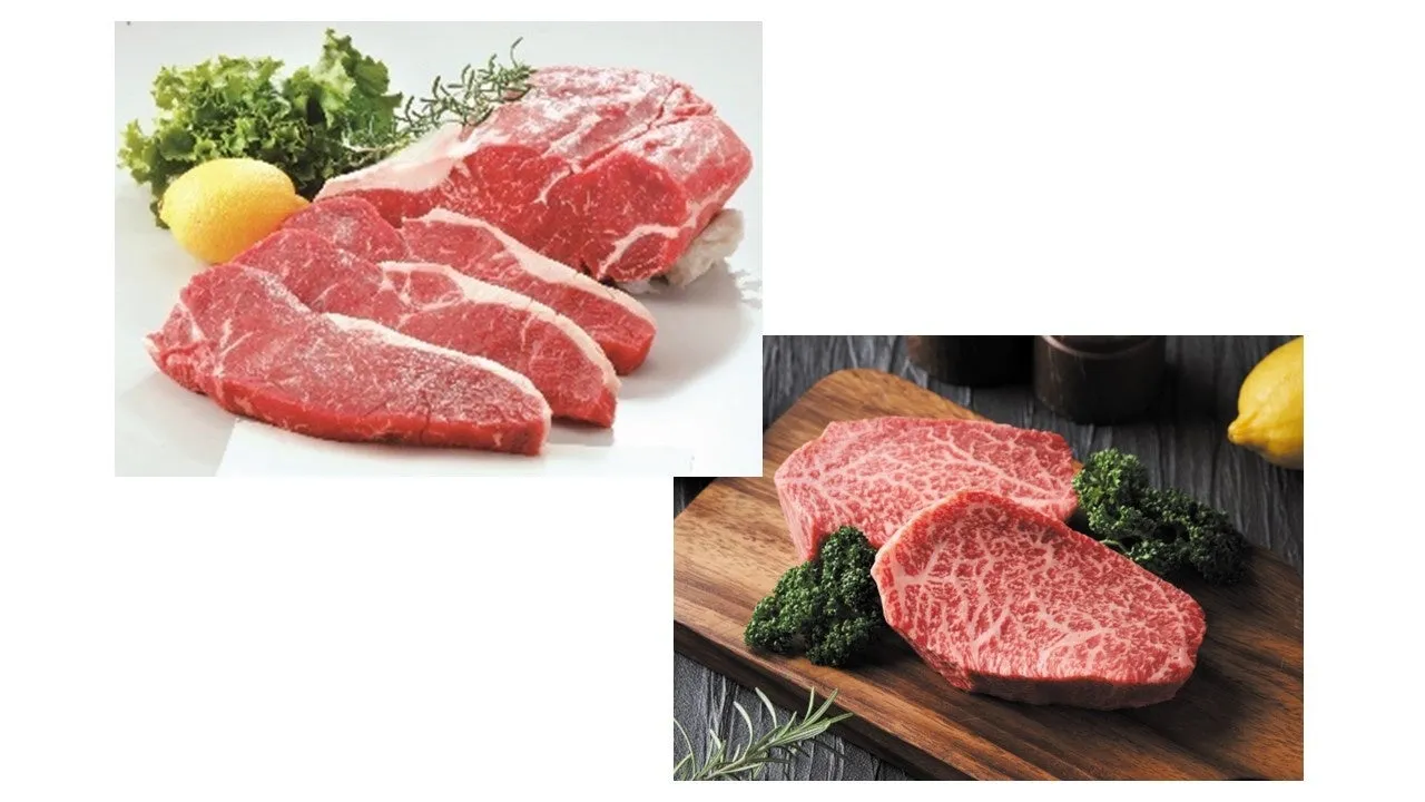 高品質な赤身と霜降りの牛肉の写真