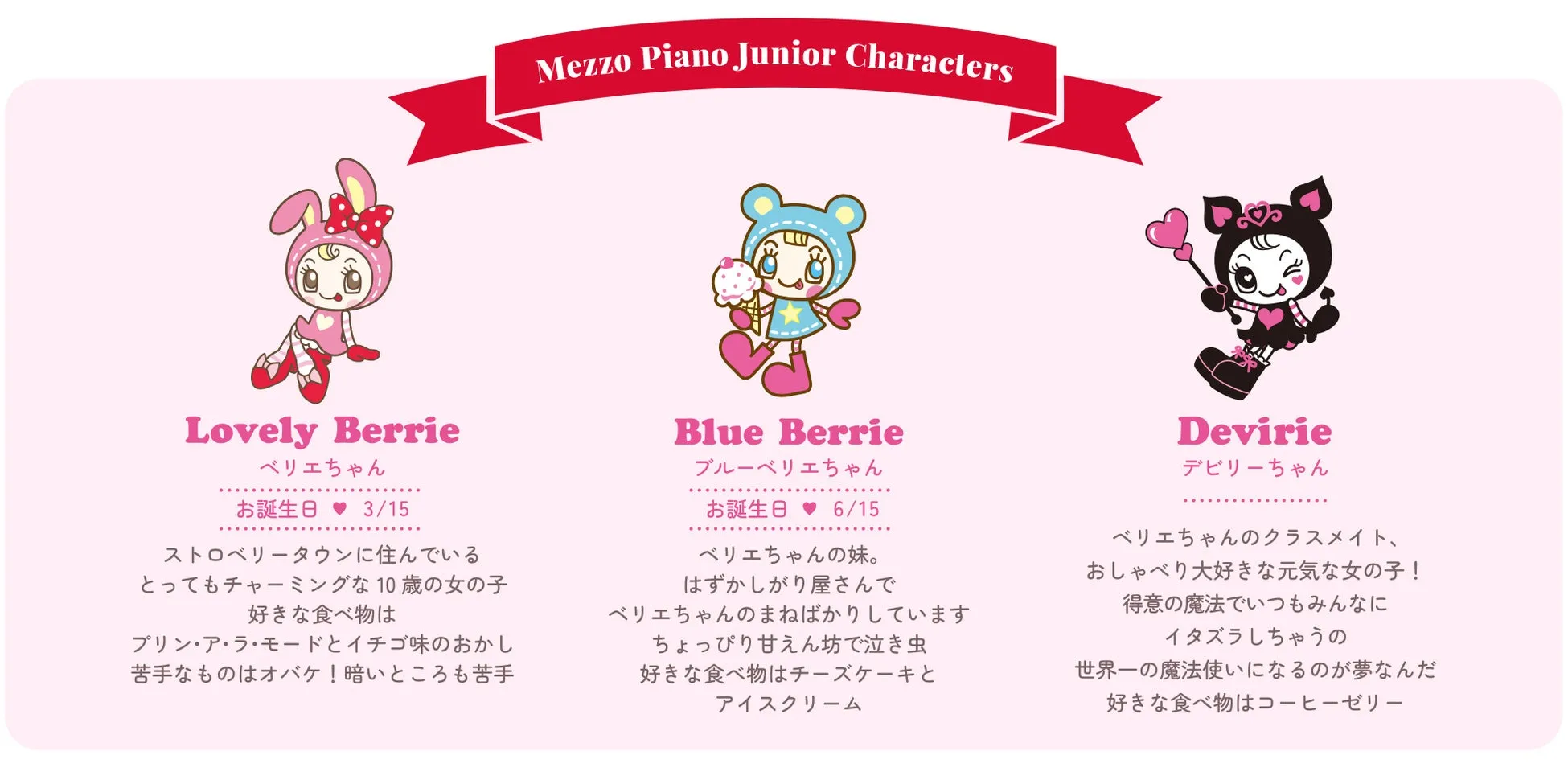 メゾピアノジュニアの人気キャラクター ベリエちゃんのイメージ画像