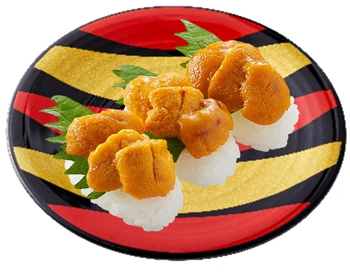 うに30%増量で提供される贅沢新物うに三昧三貫 790円(税込)~ の写真