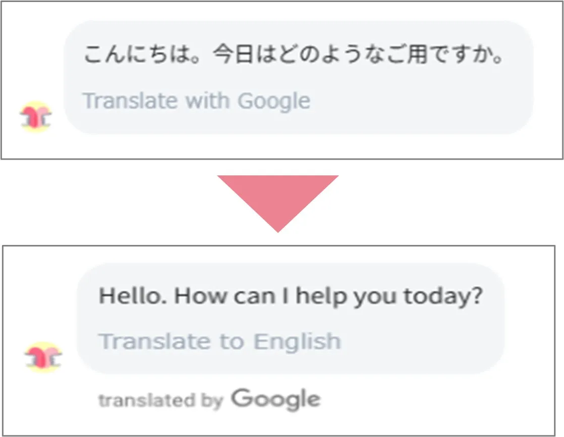 Webサイトとチャット相談画面のスクリーンショット