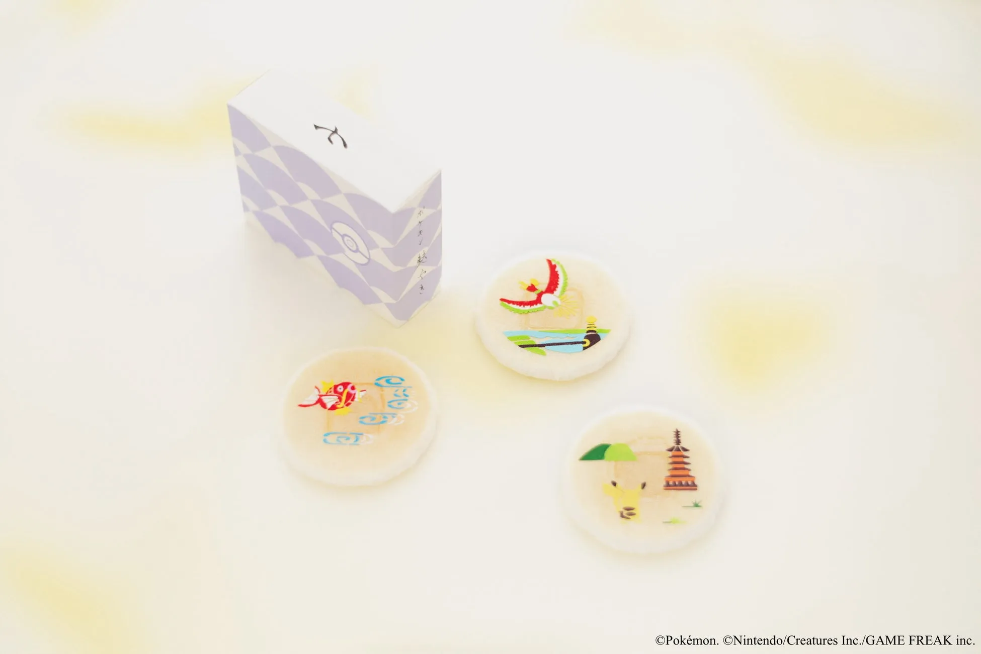 ポケモン麩焼き(3枚入り)ピカチュウ・コイキング・ホウオウと京の風景や和柄を表現した煎餅