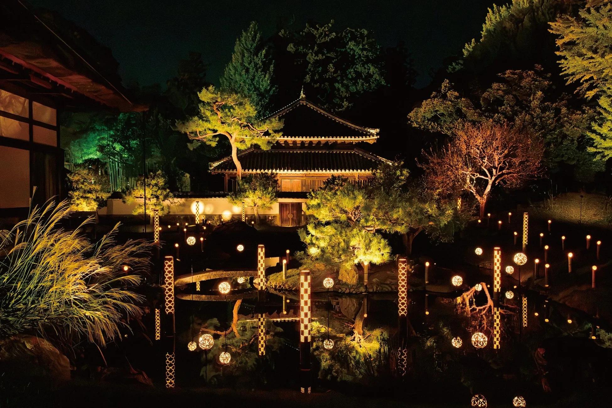 史跡足利学校の竹灯りの展示