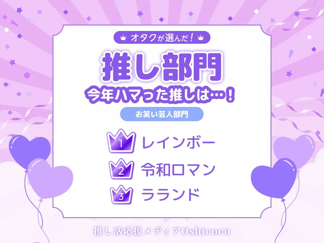 お笑い芸人部門1位 レインボー