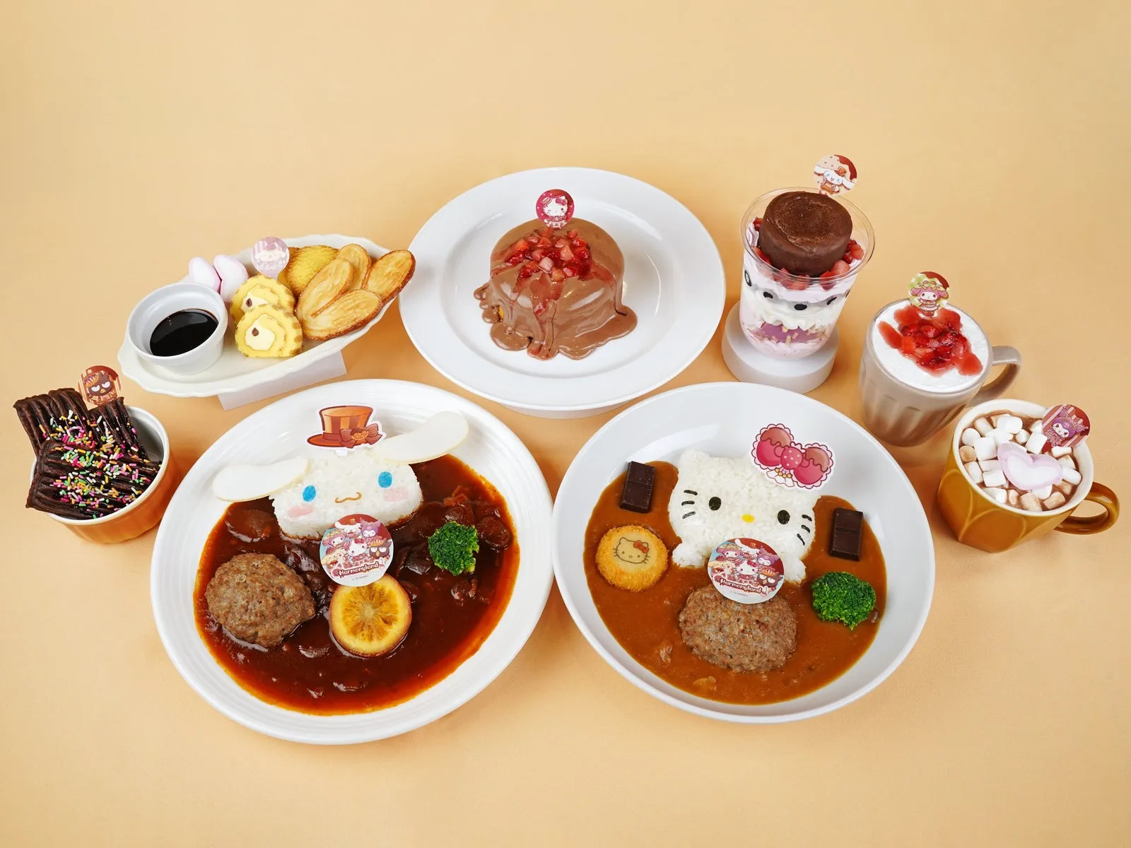 たべっ子どうぶつテーマのカラフルな料理とデザート