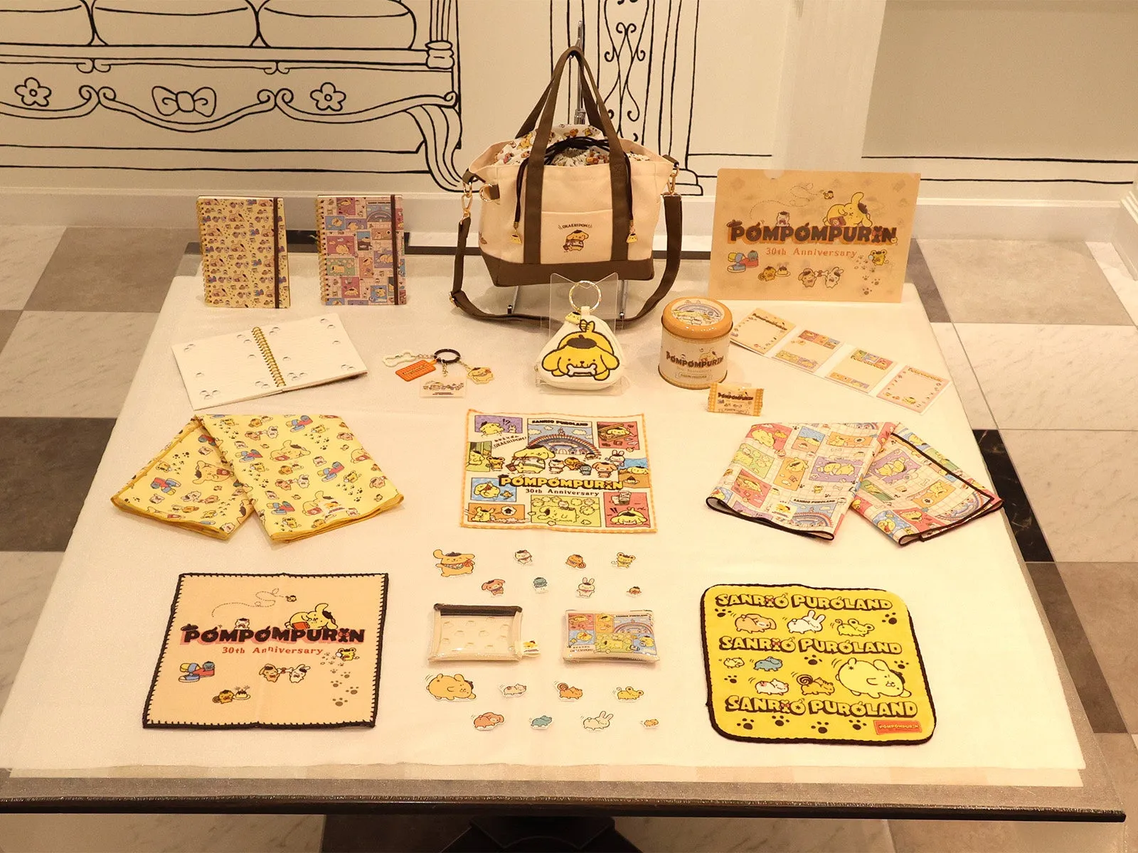 ポムポムプリン30周年イベントの限定グッズ展示
