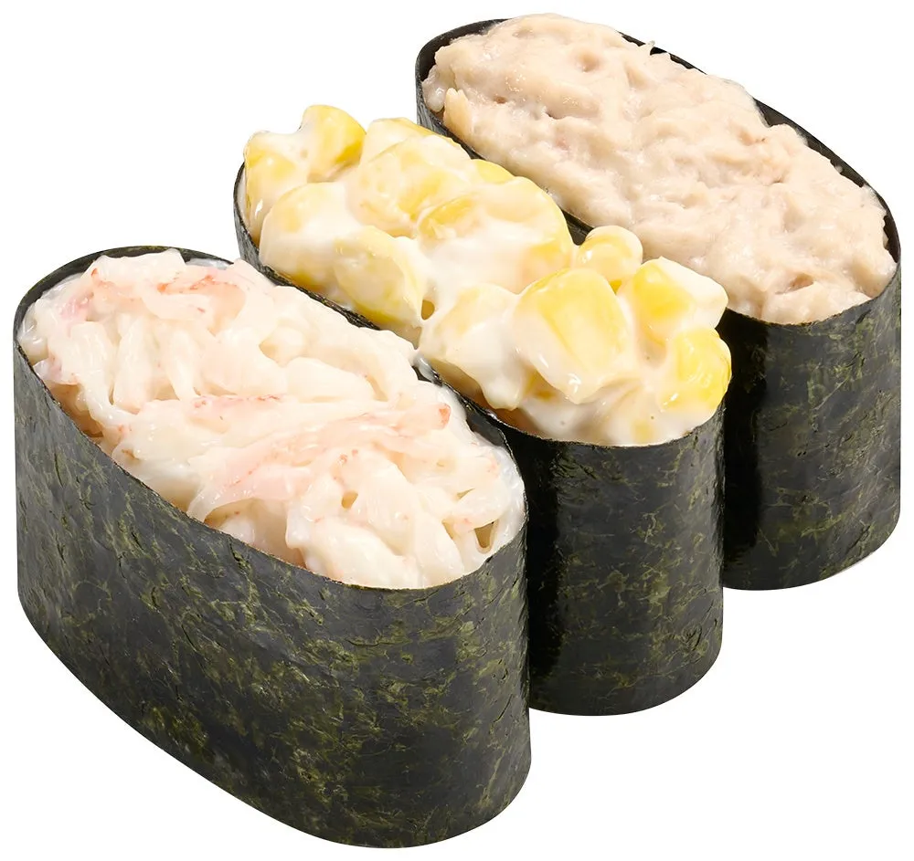 スシローの軍艦巻き: ツナマヨ、カニマヨ、コーン