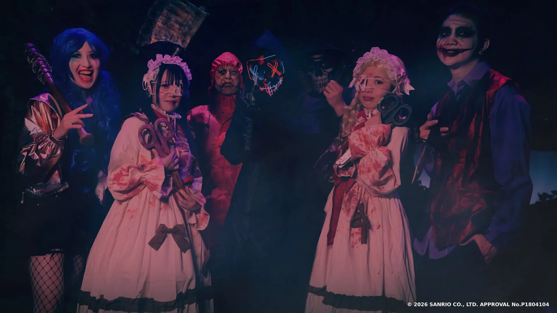 OBAKEN PSYCHO GAMEのキャストが集まるサンリオピューロランド