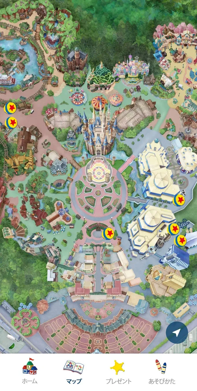 ディズニーパーク地図とアプリインターフェース