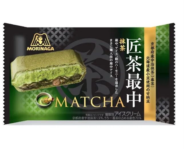 森永の抹茶最中アイスクリームのパッケージ