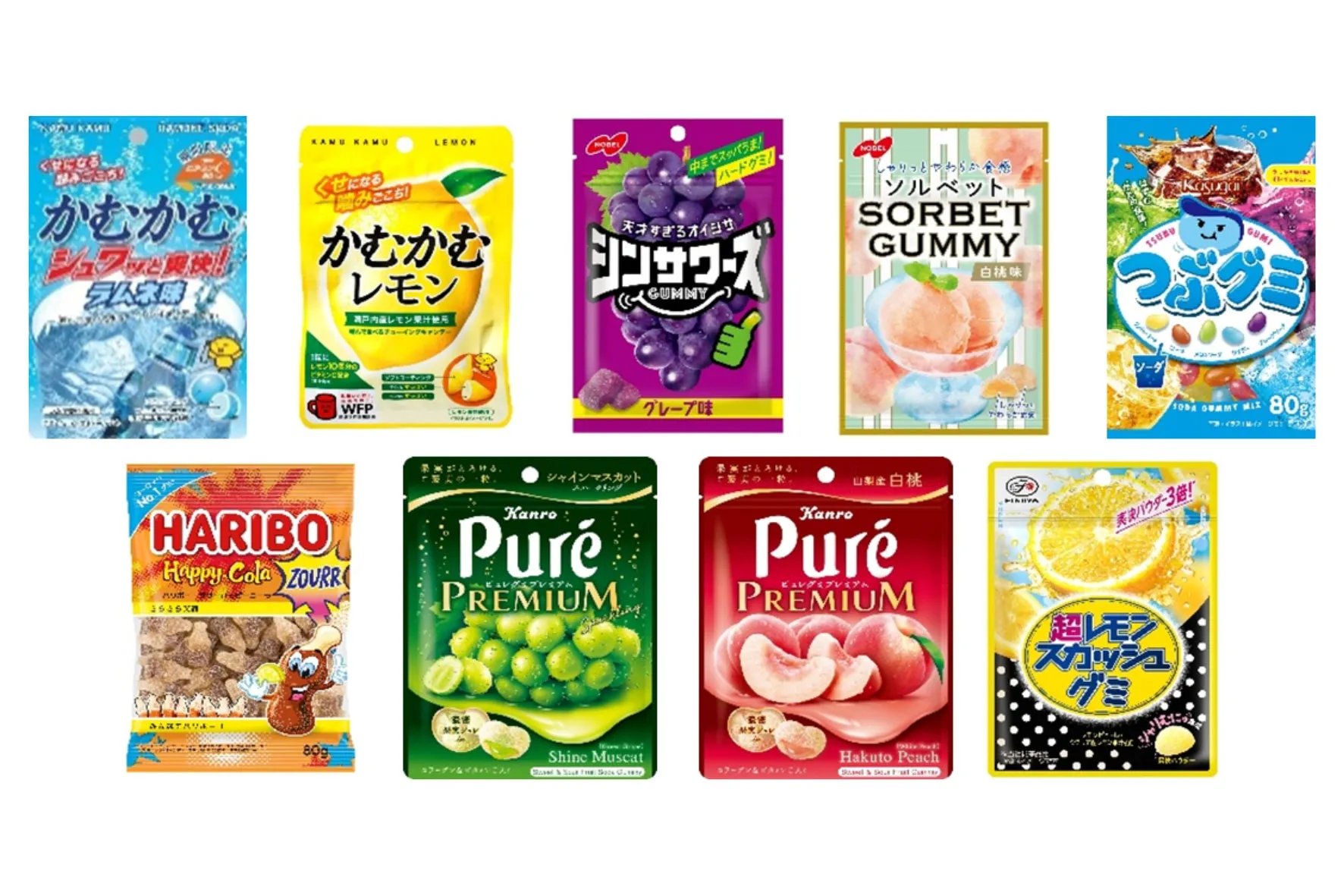 9種類のグミパッケージ