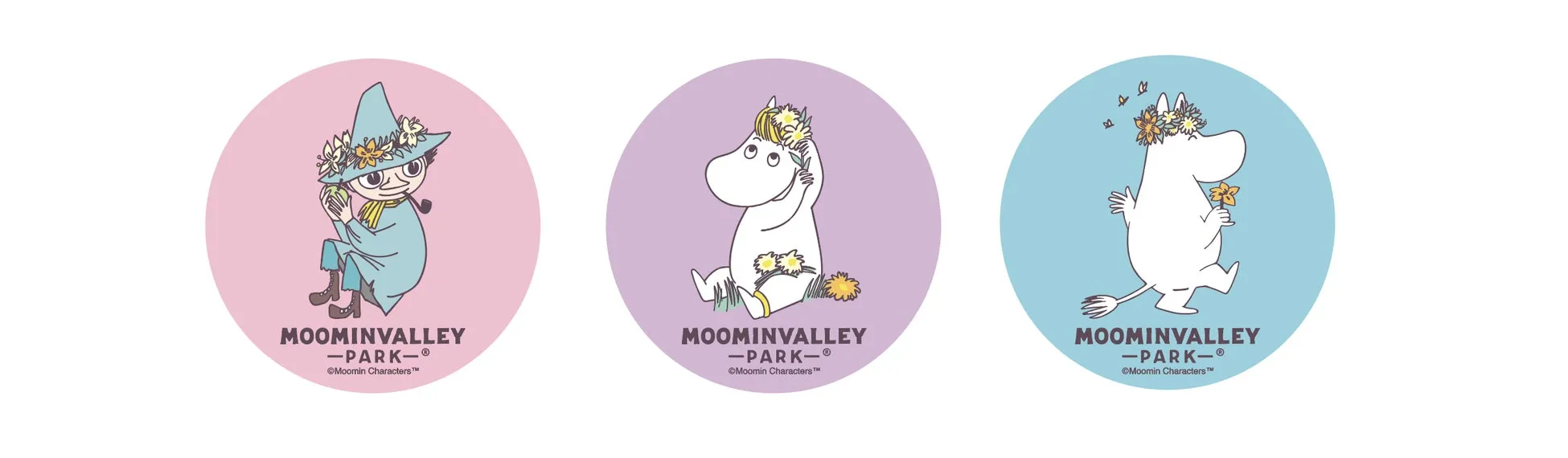 ムーミンバレーパークのキャラクターたちの花冠イラスト