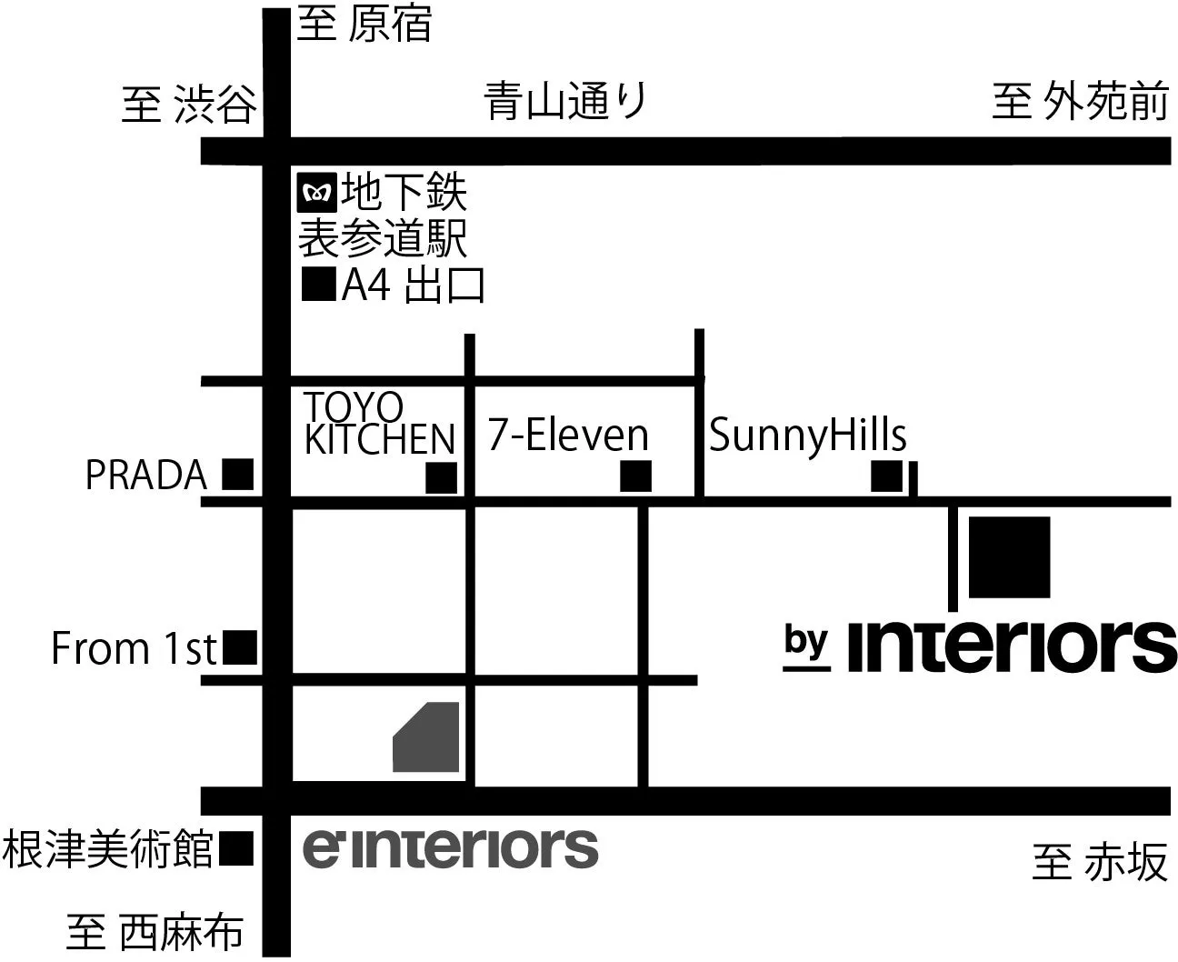 by interios Tokyo | バイ インテリアズ東京へのアクセス