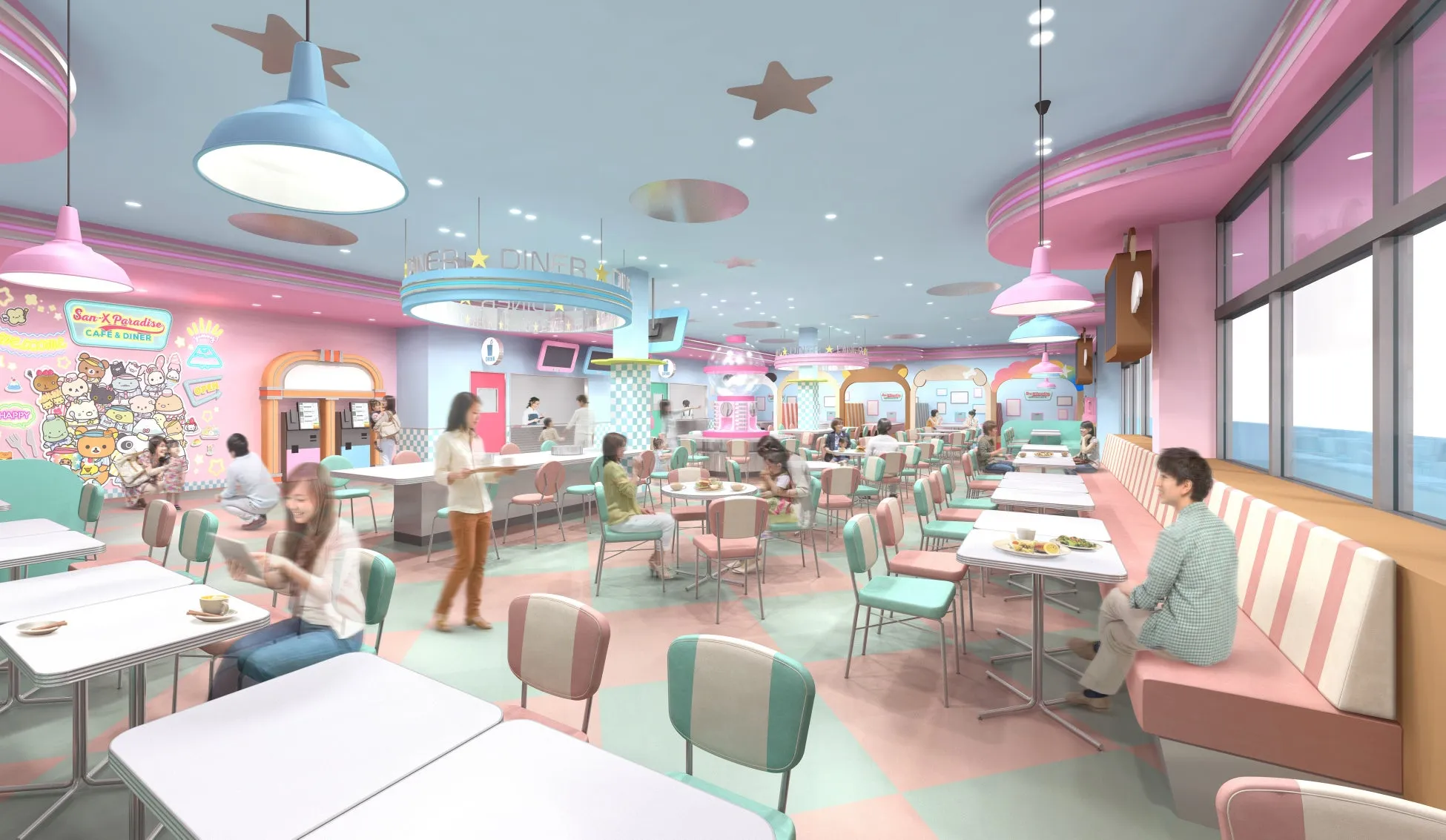 「San-x Paradise Cafe & Diner」の店内の様子