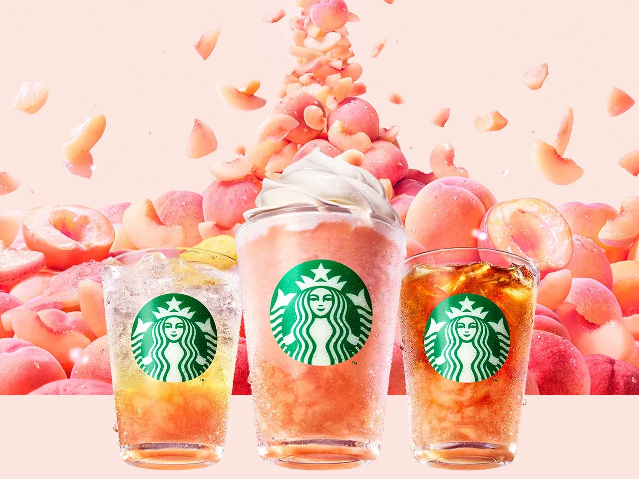 スターバックスの桃ビバレッジ3種