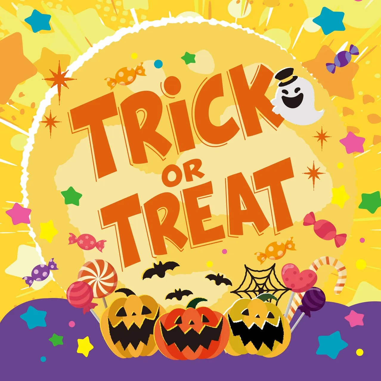 ハロウィーンテーマの「TRICK OR TREAT」イラスト