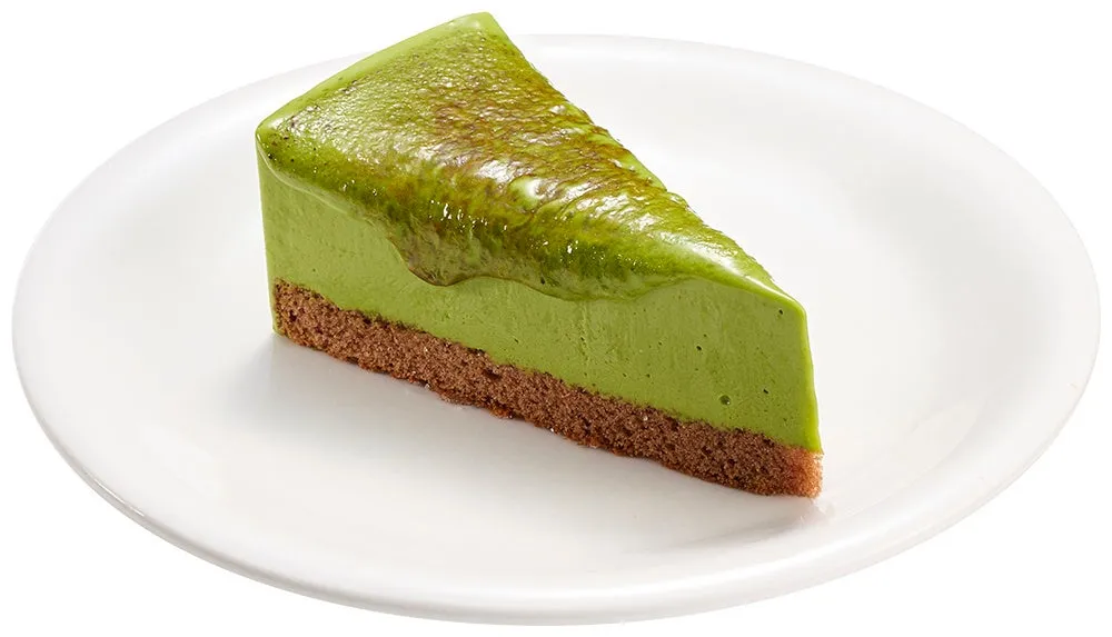 抹茶ブリュレチーズケーキの一切れ