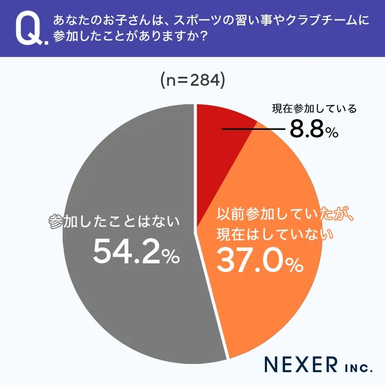 子どものスポーツ参加状況に関する円グラフ
