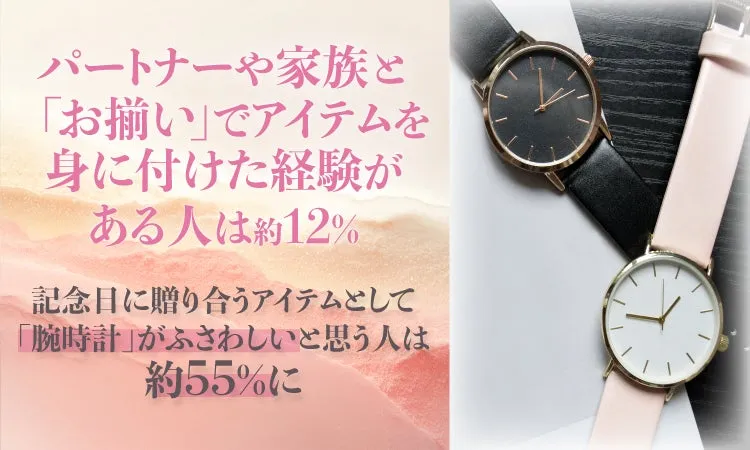 パートナーとお揃いのアイテムに関する統計と腕時計の画像