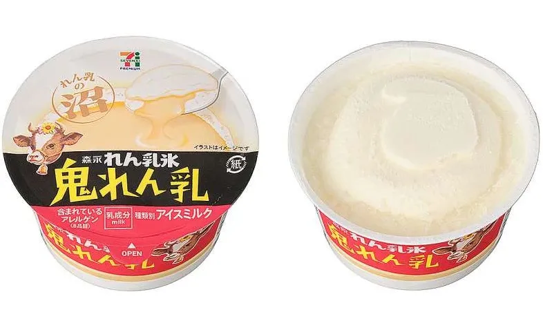 森永れん乳氷 鬼れん乳のパッケージとアイス