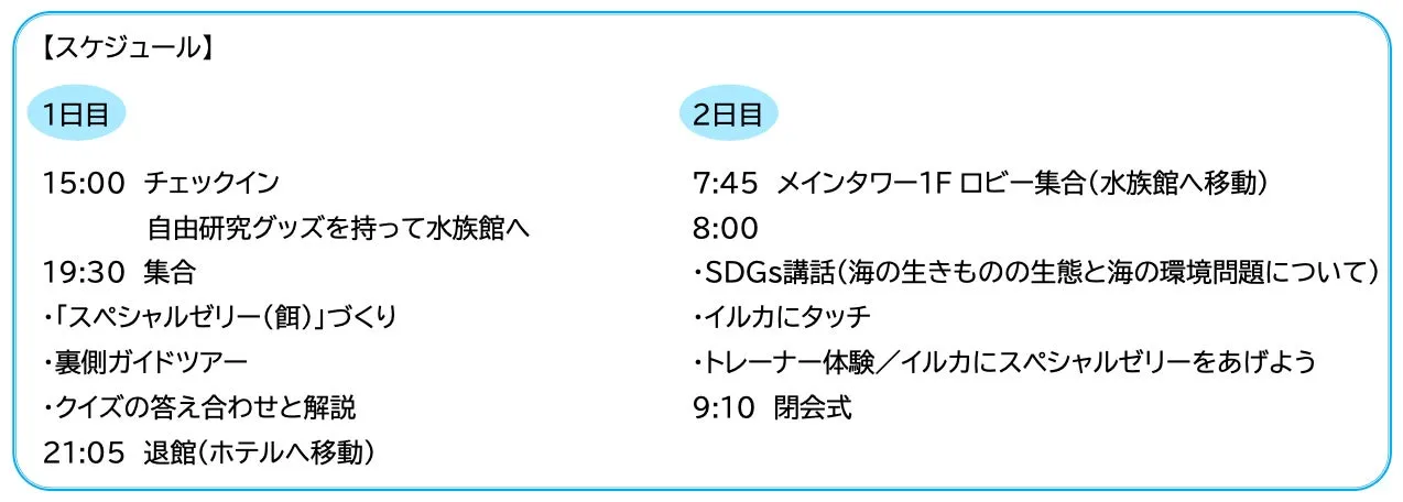 アクアパーク品川の課題学習プランスケジュール