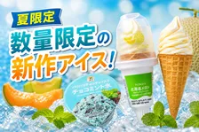 夏限定！セブンプレミアム「チョコミント氷」と「ワッフルコーン北海道メロン」新発売