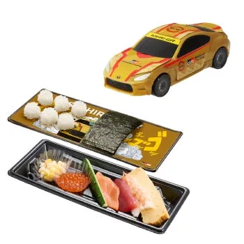 スシローとGAZOO Racingのコラボ寿司セットとミニカー