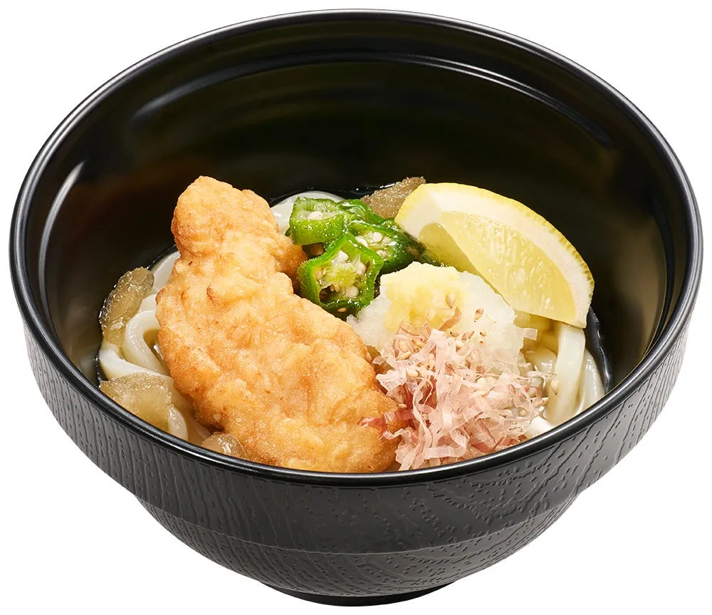 天ぷらと薬味が添えられたうどん