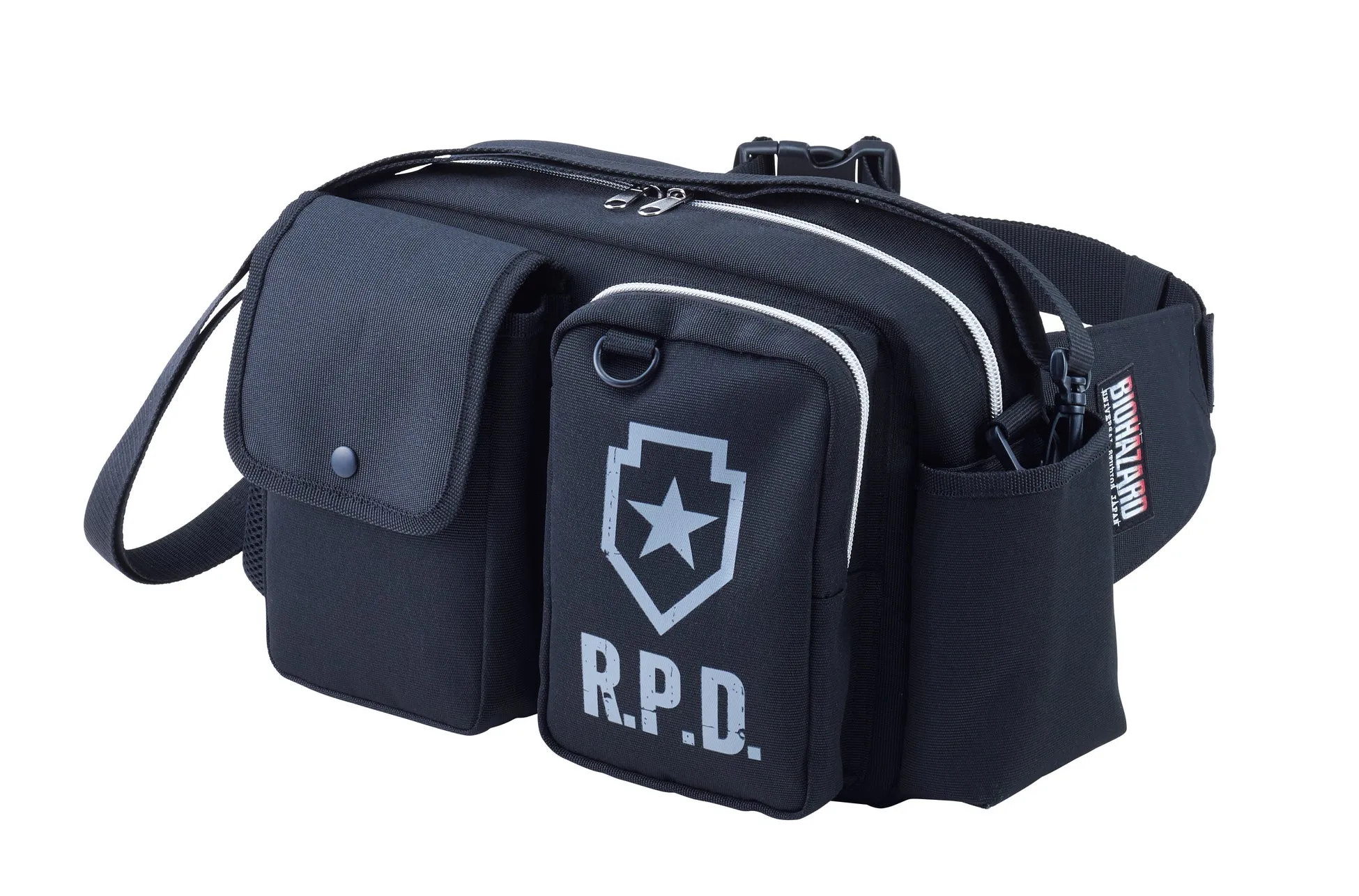 R.P.D.ロゴの黒いウエストポーチ