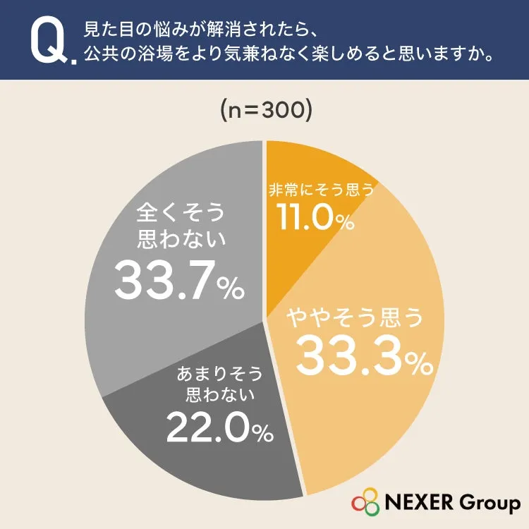 公共の浴場での見た目の悩みアンケート円グラフ