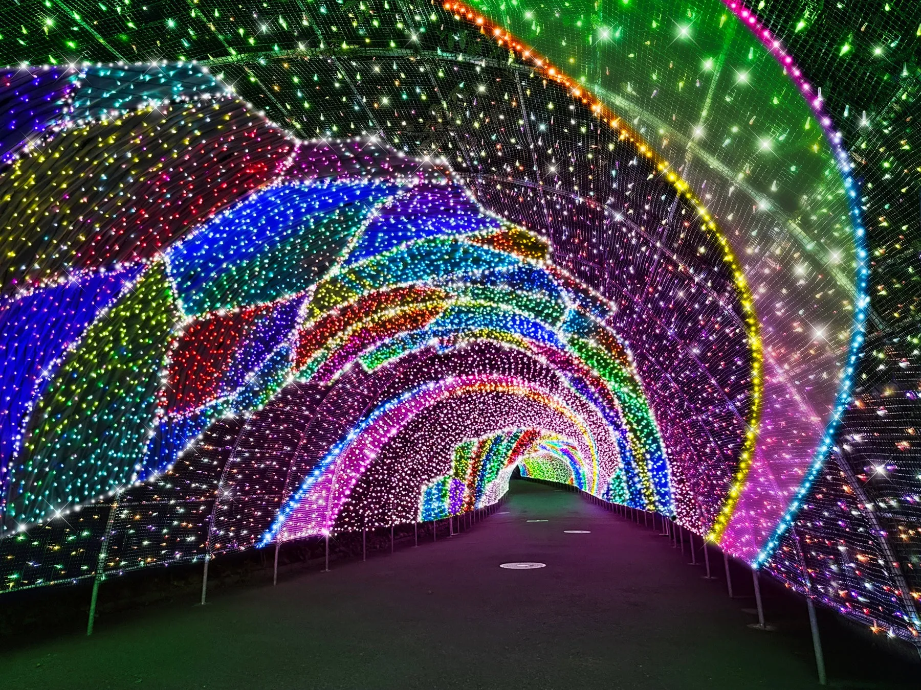 色鮮やかなLEDで彩られた光のトンネル