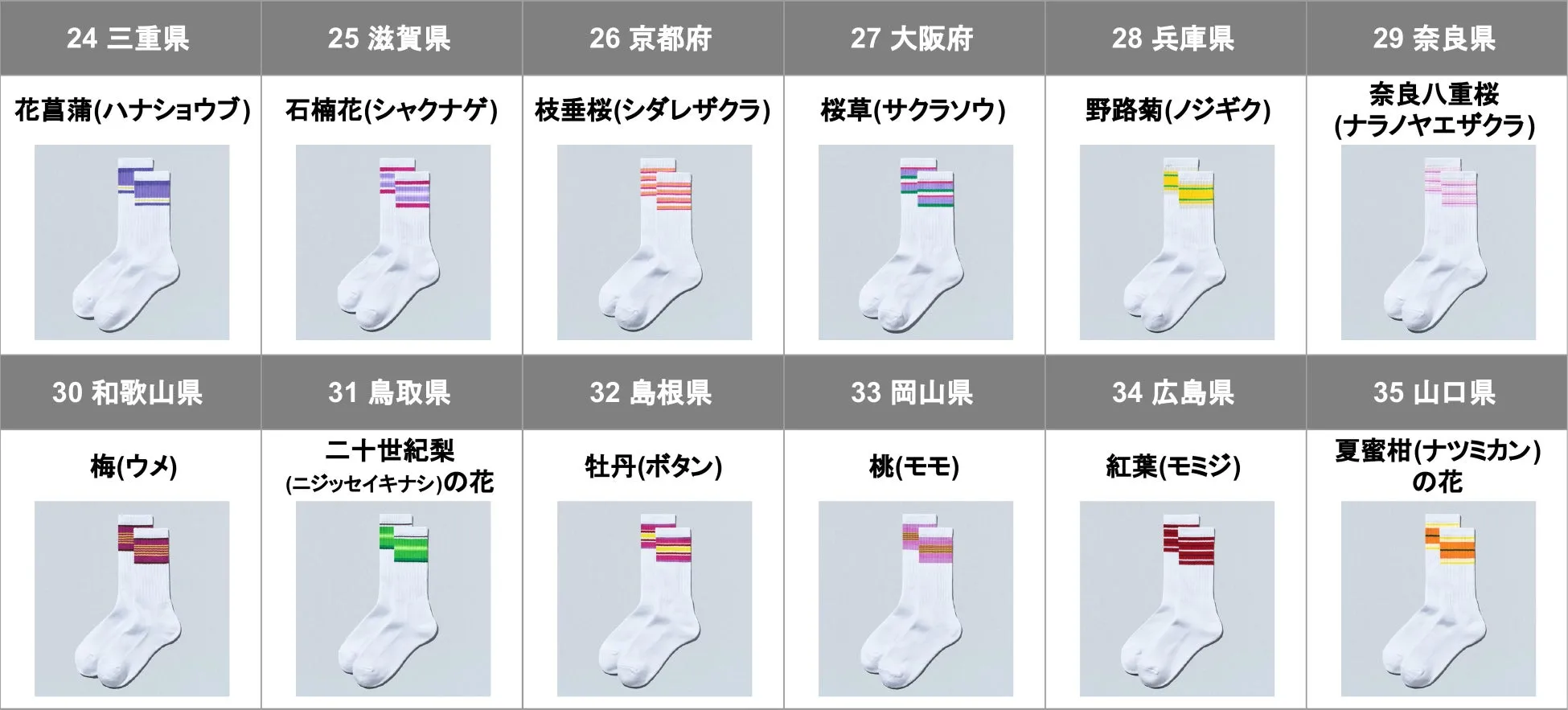 47都道府県ご当地デザインのラインソックスとステッカー