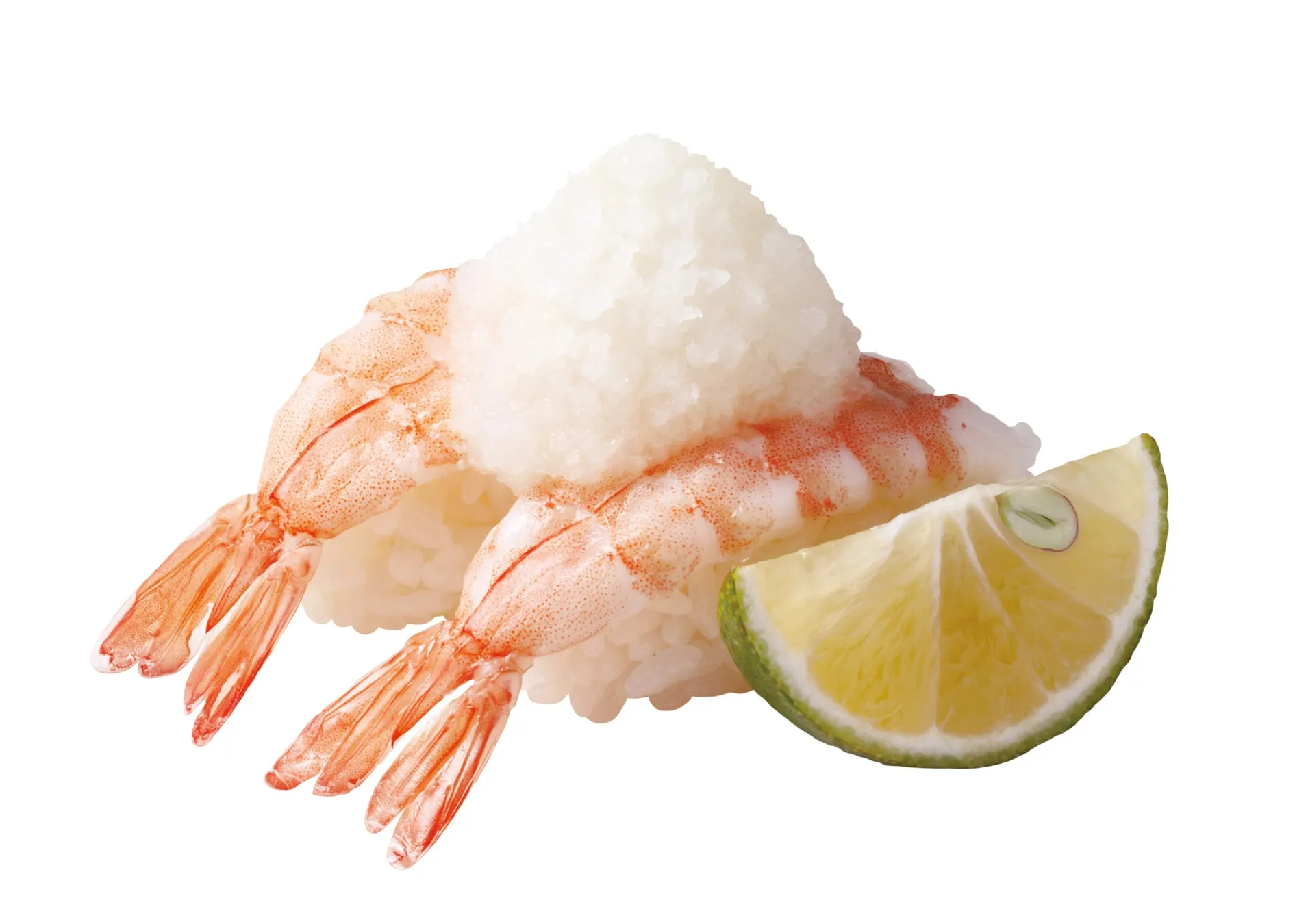 エビの握り寿司とライムのスライス