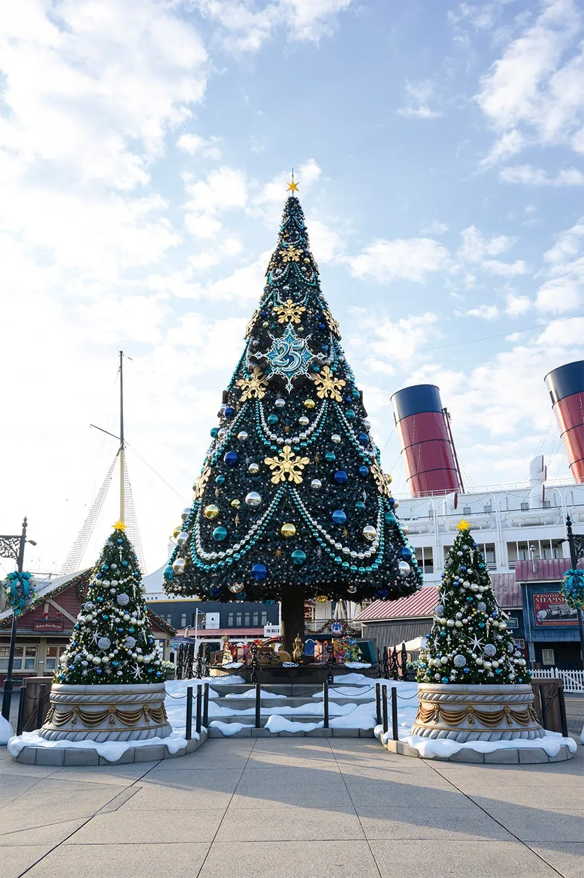 ディズニーシーのクリスマスツリーと客船