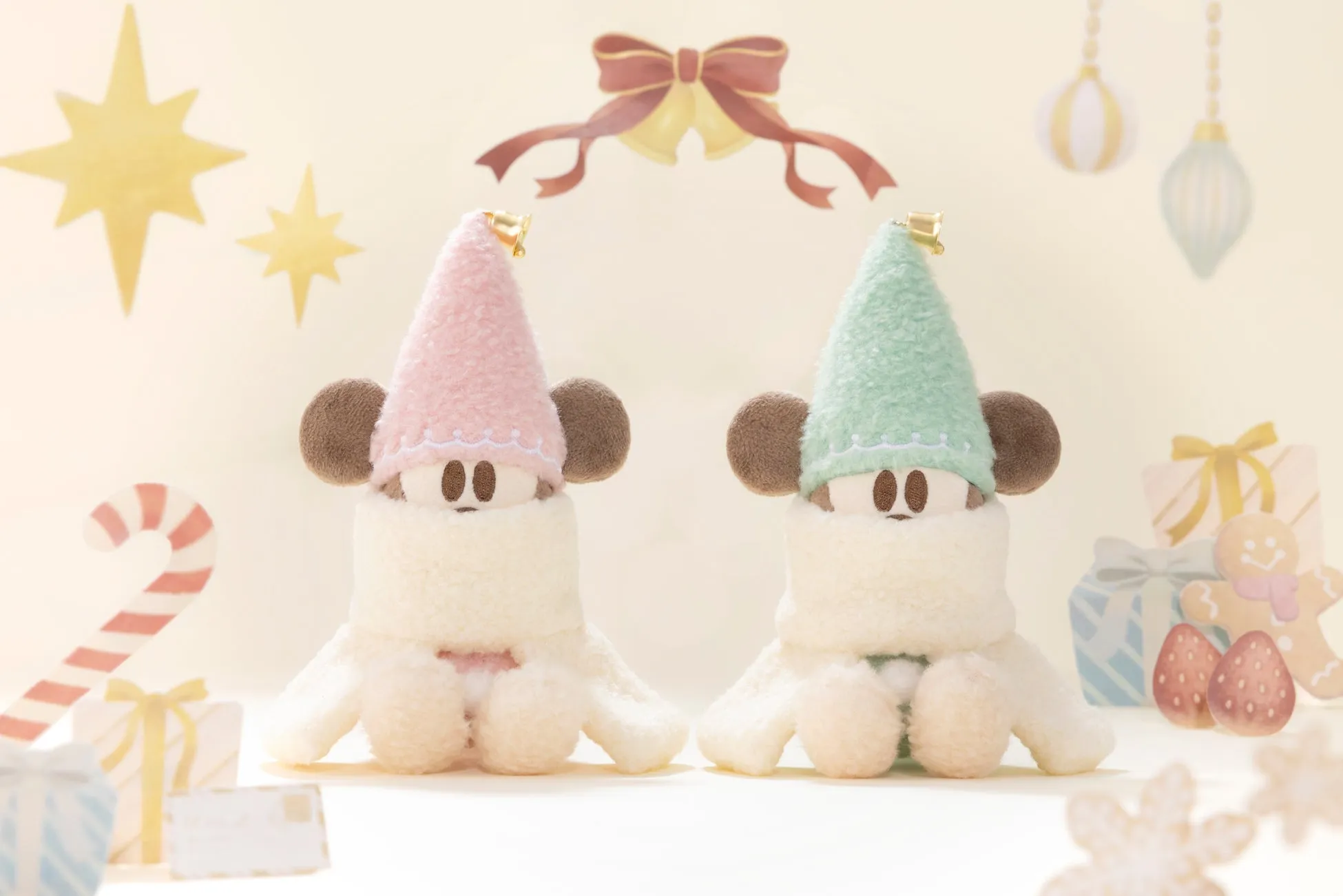 クリスマス仕様のミッキーマウスぬいぐるみ