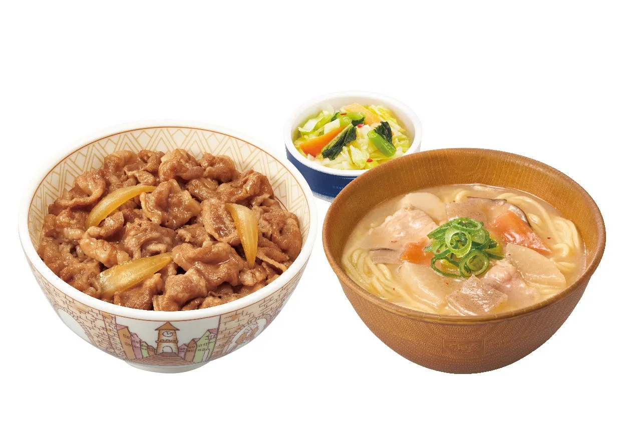 すき家の牛丼ととん汁みそラーメンセット