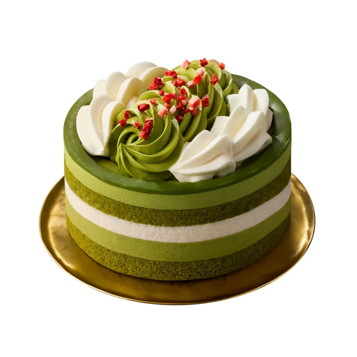 抹茶クリームとホイップクリームのクリスマスケーキ