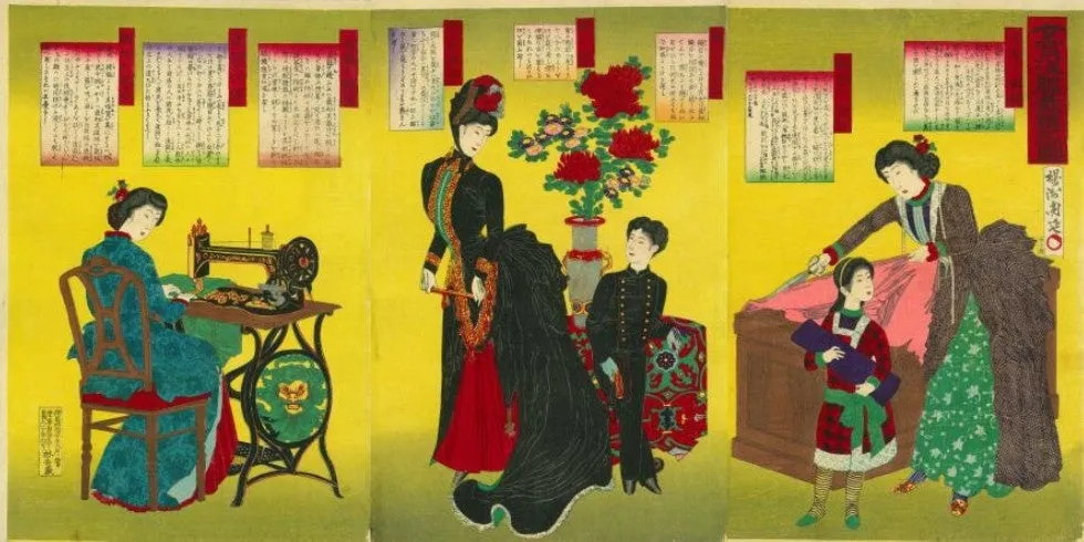 女官洋服裁縫之図 揚州周延 明治20年（1887）