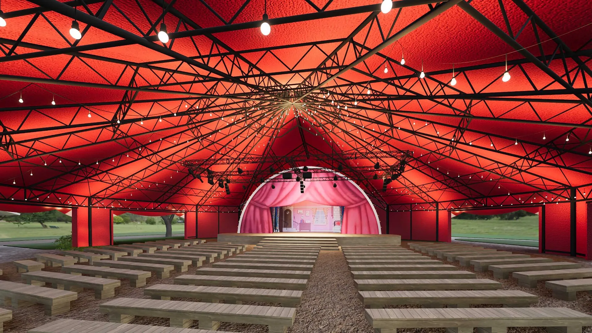 赤い屋根のエンマの劇場の内部