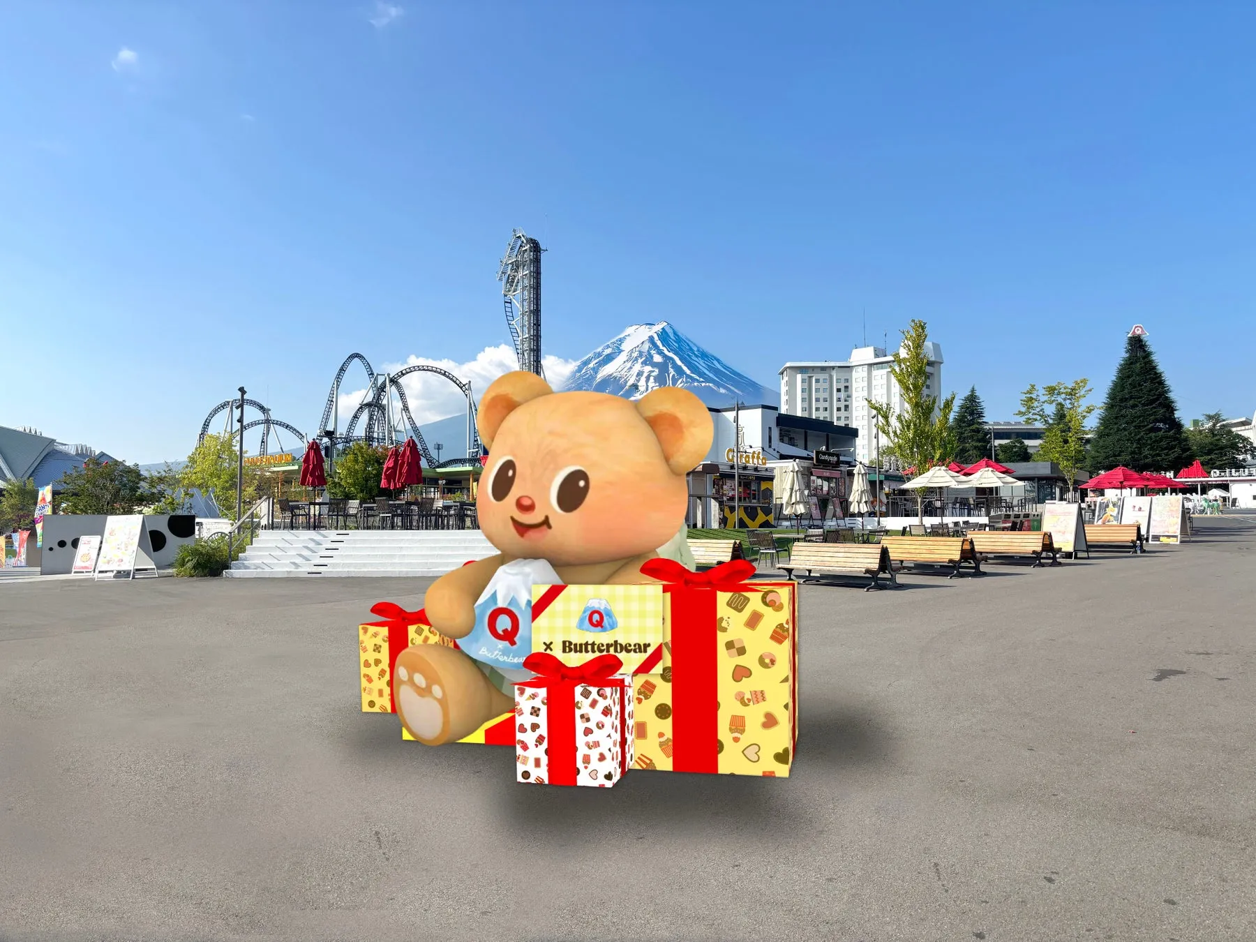 富士急ハイランドのバターベア巨大マスコット