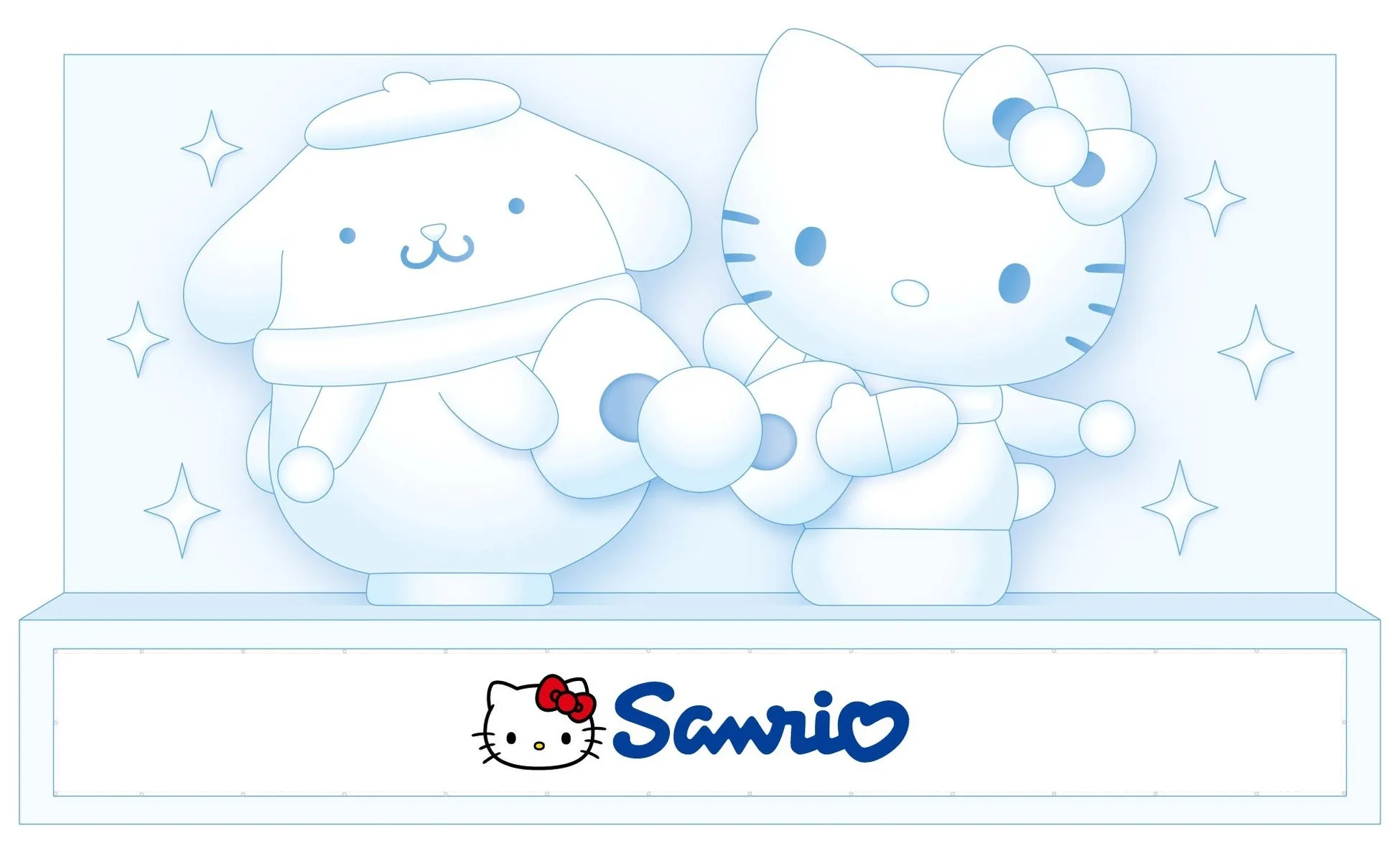 サンリオのハローキティとポムポムプリンの雪像の画像