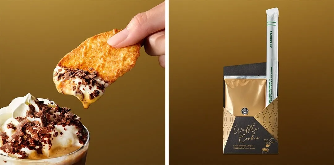 カカオ エスプレッソ アフォガート フラペチーノ®と別添えワッフルクッキー