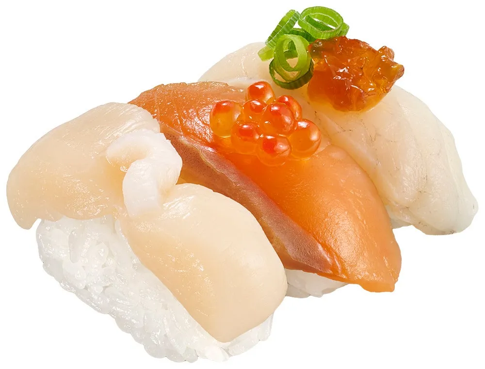 なまら北海道3貫盛りの盛り合わせ写真